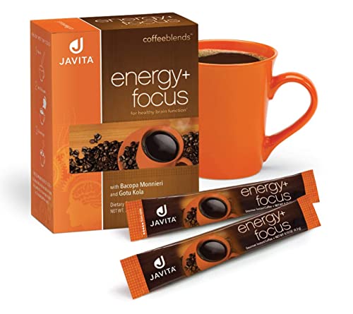 Javita Energy + Focus Instant Coffee, 100% South American Arabica &amp; Robusta Blend, with Energizing Herbs for Clarity, Energy, &amp; Focus, Keto, Dieters Drink, 1 box \/ 24 (4.2g) Sticks