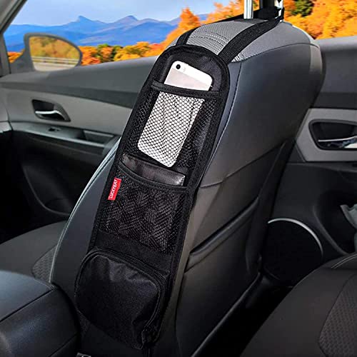 Luckybay Car Seat Side Organizer, Auto Seat Storage Hanging Bag, Phones, Drink, Stuff Holder with Mesh Pocket for Cars, SUV &amp; Truck