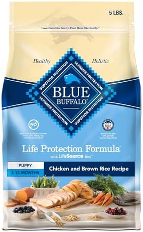 Blue Buffalo Life Protection Formula Puppy Dry Dog Food with DHA and ARA, Made with Natural Ingredients, Chicken &amp; Brown Rice Recipe, 5-lb Bag