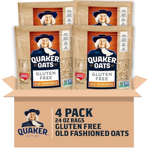 Quaker Gluten Free Old Fashioned Rolled Oats, Non GMO Project Verified, 24oz Resealable Bags (Pack of 4)