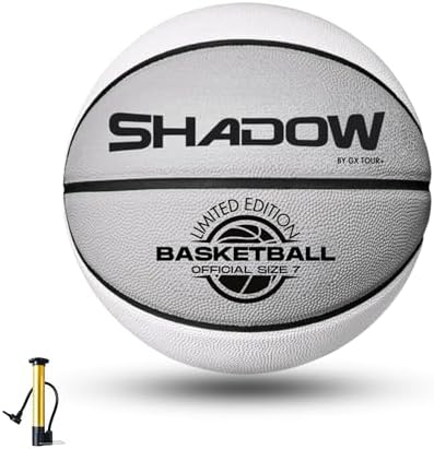 GX TOUR+ Shadow Limited Edition Basketball, Regulation Size 7, 29.5 inches, White Grey. Indoor and Outdoor. Great Gift idea.