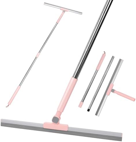 Tikaa Atok Heavy-Duty 20" Floor Squeegee &amp; Silicone Broom for Concrete,Tile, Garage, Windows, Commercial Squeegee Broom with Long Handle, Pet Hair, Dust &amp; Liquid Remover for Floors\/Rugs(P