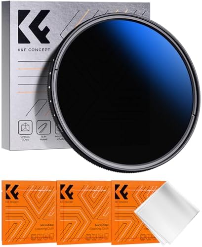 K&amp;F Concept 82mm Variable ND2-2000 (1-11 Stops) ND Camera Lens Filter-18 Multi-Coated Adjustable Neutral Density Filter with 3 Vacuum Cleaning Cloths (K-Series)