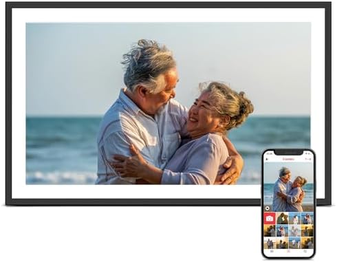 Digital Picture Frame, 15.6 Inch Large Frameo Digital Photo Frame WiFi, 32GB, 1920 * 1080 IPS HD Touch Screen, Tabletop&amp;Wall-Mounted, Share Picture Video, Birthday, Wedding, for Mom