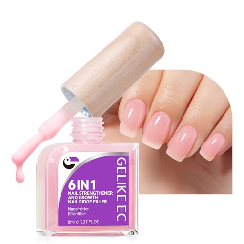 Nail Repair for Damaged NailsProtein: Pink 6 in 1 Natural Nail Strengthener and Growth - Long Lasting Nail Hardener Extra Strong and Growth - Nail Strengthener for Thin Nails and Growth
