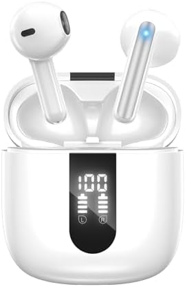 Bluetooth Earbuds Wireless Headphones, 60H Deep Bass Ear Buds with 4 Noise Cancelling Microphone, IP5 Waterproof Earphones for iPhone Android Sports Gaming School audifonos bluetooth inalambricos