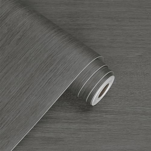 WESTICK Grey Wood Contact Paper for Countertops Waterproof Wooden Wallpaper Peel and Stick Vintage Dark Wood Grain Contact Paper for Cabinets End Table DIY Self Adhesive Wooden Vinyl Wrap 80"x15.8