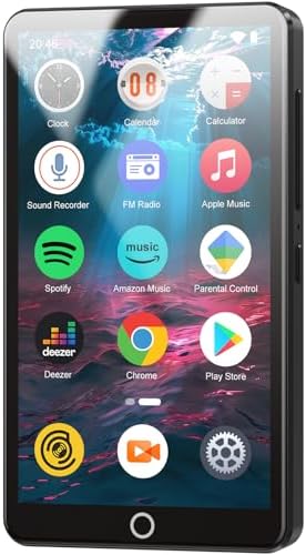 96GB MP3 Player with Bluetooth and WiFi, Portable 4.02" IPS Touchscreen Music Player with Spotify, Audible, Amazon Music, Deezer, Android Mp4 Mp3 Player with Speaker, FM Radio, MP3 Player for Kids
