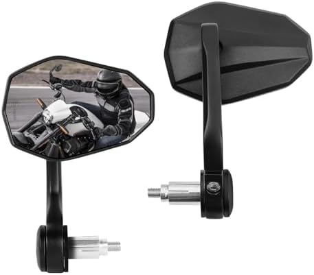 DREAMIZER Aluminum Motorcycle Handle Mount Bar End Mirror, Rearview End Bar Mirrors Universal 7\/8" or 1" Handlebar, Compatible with Most Motorcycles, E-bike, Scooters