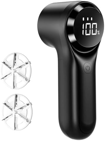 Buywoo Fabric Shaver, Electric Lint Remover, Rechargeable Lint Shaver, Household Essentials for Clothes, Upholstery, Furniture, Sweater Defuzzer to Remove Pilling, Battery Operated, Black