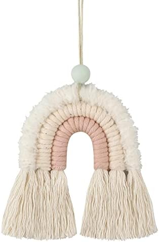 BOHO GARDEN Macrame Rainbow Charm - Essential Oil Diffuser for Cars, Baby Nursery, Children's Bedroom &amp; Home Decor - Colorful Decorative Hanging Air Freshener &amp; Accessories - 3x3.5 - Soft 