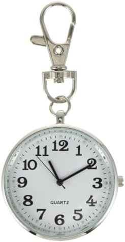 iplusmile Clip on Pocket Watch Open Face Watch with Key Buckle Portable Unisex Digital Watch for Students Men Doctor Nurses Women