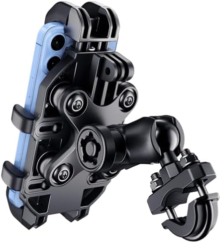 Thlevel Motorcycle Phone Mount Holder with Vibration Dampener Anti-Shake 720° Adjustable for iPhone 16 Pro Max for Samsung 5.4''-7.2'' Phone Anti-Theft Dirt Bikes(U Shape Base 0.5-1.26