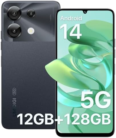 UMIDIGI G9 5G Cell Phone, Android 14 Unlocked Phones, 12(6+6) GB +128GB\/1TB TF Expand, 5G Dual SIM, 50MP Camera, 6.75" HD+ 90Hz Display, AI Face &amp; Fingerprint Unlock, 5000mAh Android Phone Bl