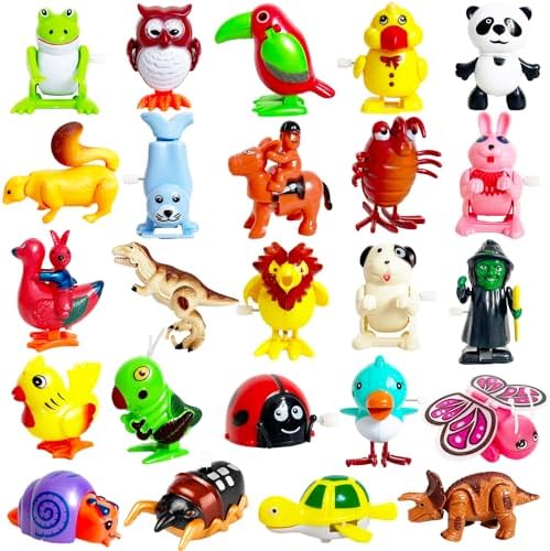 Baaxxango 24 Pcs Wind Up Toys Assorted Animals Bulk Flipping Walking Jumping Clockwork Toy,Wind Up Animal Party Favors Toy for Birthday Birthday Party Favors,Classroom Prizes,Treasure Box