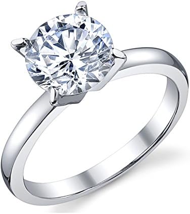 Women's 2Ct. Solitaire Round Brilliant Cubic Zirconia Sterling Silver 925 Wedding Engagement Ring