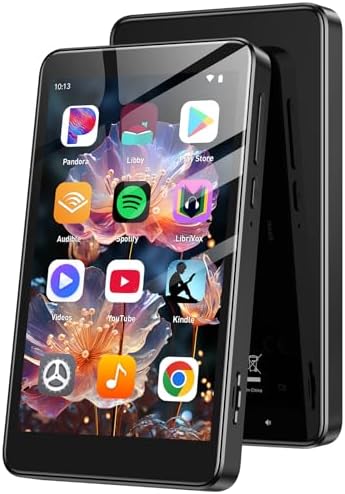 AGPTEK 96GB MP3 Player with Bluetooth and WiFi, T08X 4'' Android 14 MP4 Music Player with Spotify, Audible, APP Store, Up to 1TB, Black