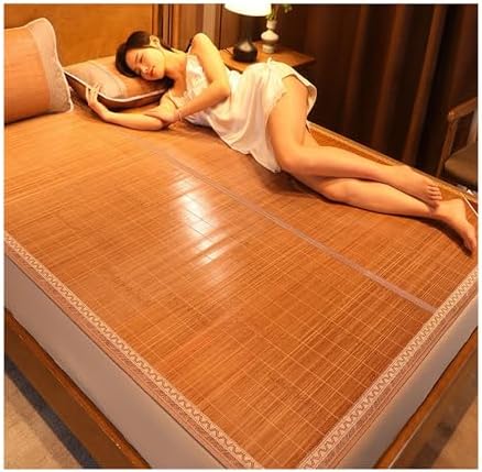 Bamboo Summer Sleeping Mat \u2013 Foldable Double-Sided Cooling Mattress Pad \u2013 Breathable, Smooth &amp; Portable Bed Mat for Hot Weather(150x195cm\/59x77in)
