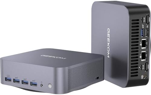 GEEKOM GT1 Mega AI Mini PC, with Intel 14th Gen Ultra 9 185H (Up to 5.1 GHz), 32GB DDR5 2TB M.2 NVMe SSD, Mini Desktop Computers Windows 11 Pro, 2.5G Dual LAN\/WiFi 7\/BT 5.4\/USB4.0\/8K\/3 Years Warr