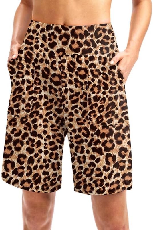 Viodia Women's 9" Long Swim Board Shorts with Pockets High Waisted Beach Swimsuits Knee Length Short for Women with Liner